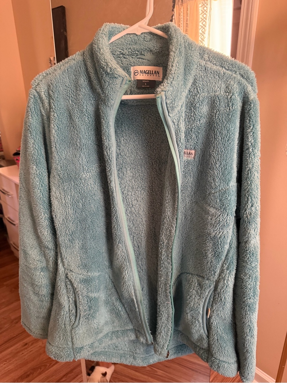 Magellan Outdoors Women's Plush Teddy Jacket - Light Aqua Blue